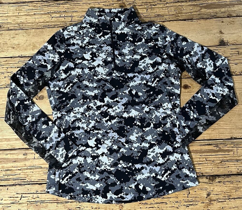 IBKUL Women’s Size S Grey Camo Long Sleeve Mock Golf Shirt - NWOT